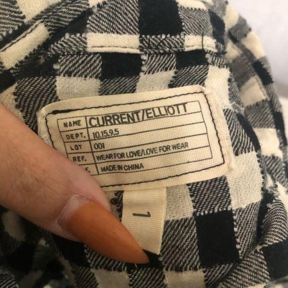 Current/Elliott Women’s Black and White Buffalo Check Button Down Shirt Size S - Picture 4 of 7